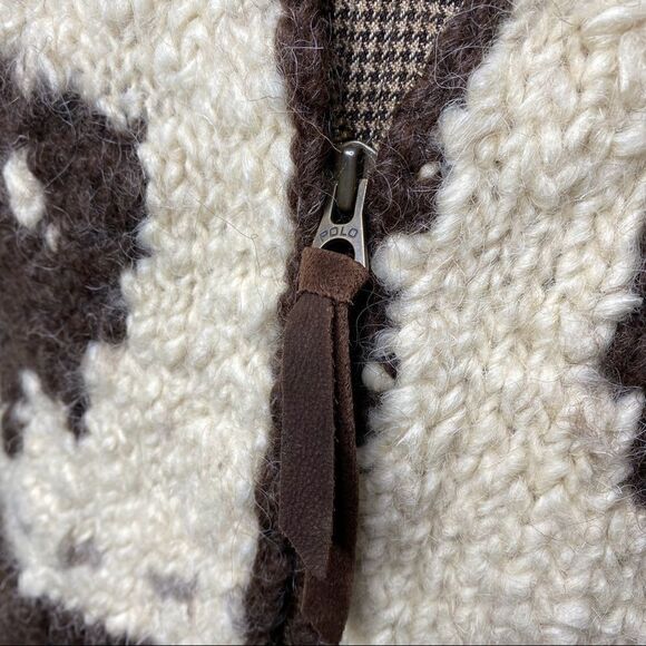Polo Ralph Lauren Vtg Handknit Cowichan Inspired Buffalo Zip Cardigan Sweater - Picture 11 of 16